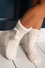 Pour Moi Cream Cosy Cable Lined Knit Slipper Sock