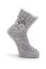 Pour Moi Grey Cosy Cable Lined Knit Slipper Sock