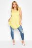 Yours Yellow Curve Shirred Embroidered Top