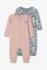 Name It Pink & Blue Floral 2 Pack Long Sleeve Sleepsuit