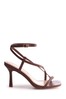 Linzi Brown Faux Leather Strappy Square Toe Heel With Toe Post