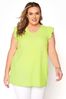 Yours Green Back Detail Frill Sleeve T-Shirt