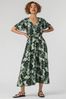 Roman Green Floral Print Tiered Maxi Dress