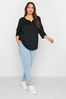 Yours Curve Black Pintuck Henley Top