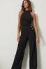 Lipsy Black Halter Button Jumpsuit