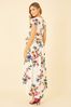 Mela White Multi Floral Wrap Over Dipped Hem Midi Dress
