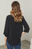 Lipsy Black Notch Neck 3/4 Sleeve Collared Blouse