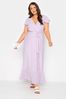 Yours Curve Purple Frill Short Sleeve Maxi Broidery Dress