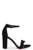 Linzi Black Harri Silver Faux PU Block Heeled Sandal With Front Knot Detail