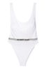 Victoria's Secret White Shine Strap Belted Open Back Swimsuit