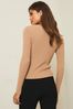 Lipsy Camel Front Twist Cut Out Knitted Jumper