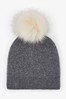 Pieces Medium Grey Melange Knitted Bobble Beanie Hat