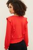 Lipsy Red Frill Front 3/2 Sleeve Top