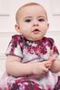 Lipsy Berry Purple Baby Puff Sleeve Dress With Matching Knicker