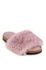 Totes Pink Ladies Cork Sole Faux Fur Slider Slippers