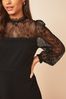 Dolce & Gabbana tile print drawstring swimming shorts Black Lace Yoke Mini Long Sleeve clothing Dress