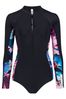 Pour Moi Black Energy Long Sleeved Zip Front Paddle Swimsuit
