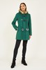 Yumi Green Duffle Coat With Fur Trim Hood