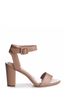Linzi Nude PU Marnie Open Toe Block Heel With Ankle Strap Buckle Detail
