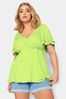 Yours Curve Green Limited Wrap Layered Sleeve Top