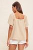 Friends Like These Camel Flutter Sleeve Square Neck Textured Blouse