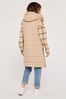 Apricot Brown Padded Longline Hooded Gilet