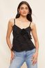 Friends Like These Black Corsage Ruffle Cami Top
