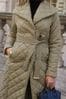 Lipsy Khaki Green Quilted Belted Wrap Padded Coat
