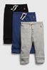 Gap Black, Blue & Grey Organic Cotton Mix and Match Pull-On Trousers 3-Pack - Baby