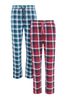 Threadbare Blue 2 Pack Check Cotton Pyjama Trousers
