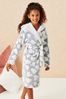Lipsy Grey Heart Borg Embroidered Dressing Gown