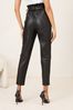 Lipsy Black Faux Leather Paperbag Trouser