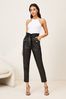 Lipsy Black Faux Leather Paperbag Trouser