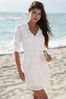 Lipsy White Broderie Smock pleated Dress