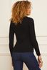 Love & Roses Black Ring Detail Asymmetric Neck Long Sleeve Ribbed Jersey Top