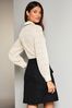 Lipsy Black/White 2 in 1 Boucle Button Through Pocket Mini Stripes Shirt Dress