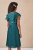 Lipsy Teal Ruffle Sequin Pleated Dress