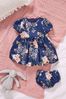Lipsy Dark Navy Blue Baby Puff Sleeve Dress With Matching Knicker