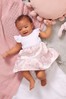 Lipsy Pink and White Baby Tiered Jacqard Dress With Matching Knicker