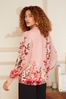 V&A | Love & Roses Pink Printed Puff Sleeve V Neck Long Sleeve Button Up Blouse
