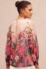 V&A | Love & Roses Pink Petite Floral Placement Long Sleeve Blouse