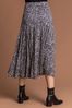 Roman Grey Floral Print Burnout Midi Skirt