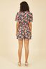 Yumi Pink Multi Retro Floral Button Up Playsuit