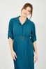Mela Teal Blue Pleated Skirt Midi bolero Shirt Dress