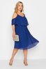 Yours Curve Blue London Pleat Overlay Dress