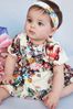 Mary Katrantzou x Lipsy White Floral Baby Puff Sleeve Dress with Matching Knicker