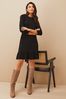 Friends Like These Black Fit And Flare Round Neck 3/4 Sleeve Dress