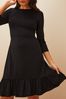 Friends Like These Black Fit And Flare Round Neck 3/4 Sleeve Dress