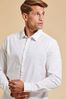Threadbare White Luxe Lightweight Regular Fit Long Sleeve Cotton Shirt