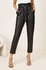 Lipsy Black Petite Faux Leather Paperbag Trouser